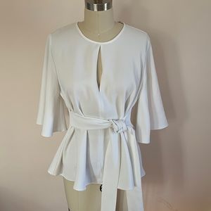 Zara white tie blouse
